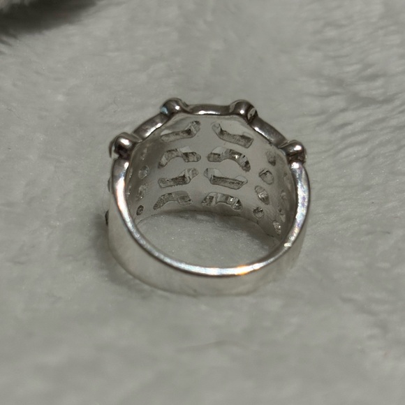 Silver Cocktail Ring with Black, Grey, and Silver CZ - Picture 4 of 5